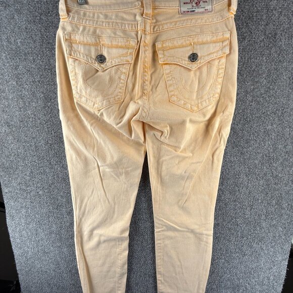 True Religion Jeans Women Yellow Cotton Blend Stretch Urban Skinny ACTL 28X28 - Picture 9 of 15